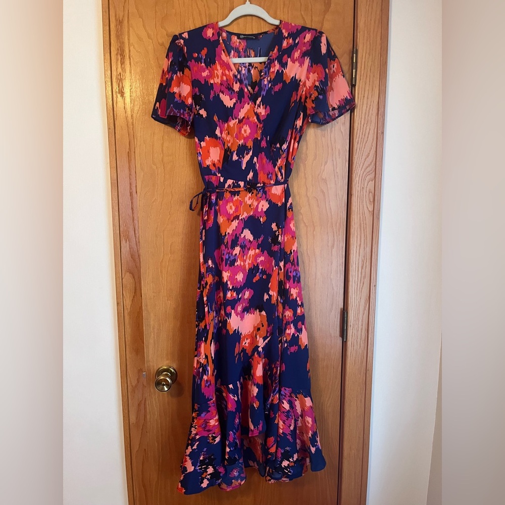Vibrant Floral Maxi Dress in Pink and Blue